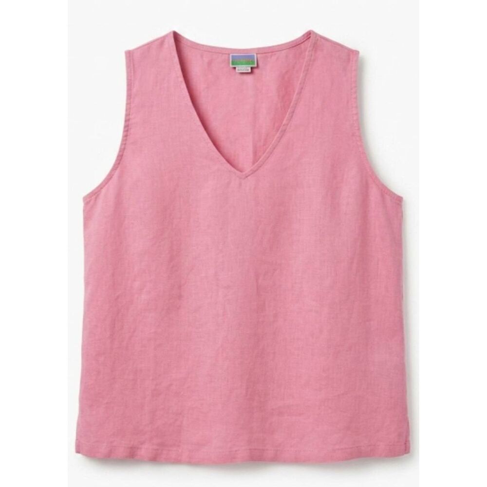 Sunny side up womens medium 100% linen pink boxy shirt made in USA